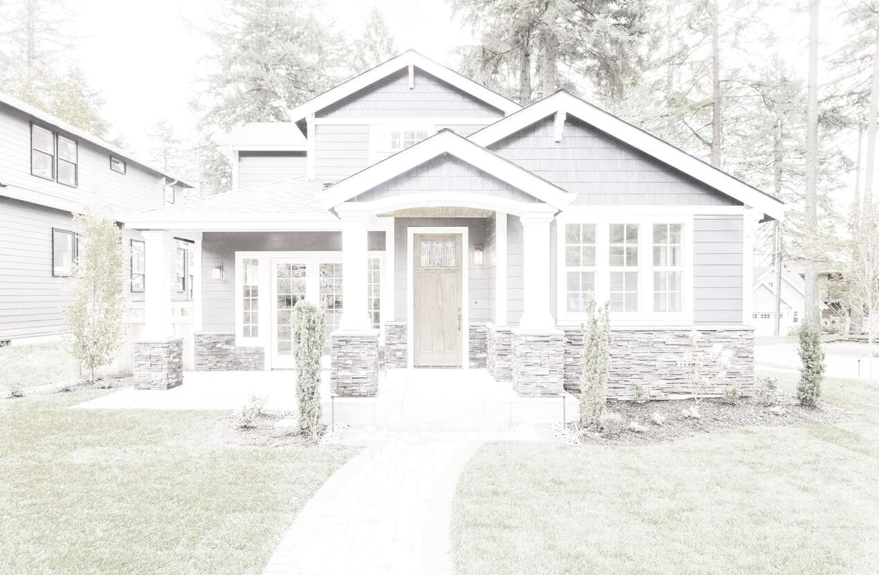 Front of a house in daylight from the perspective of someone with achromatopsia. Fourth of five stages.