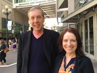 Photo of Drs. Jeffrey Stern and Sally Temple attending ARVO 2016 in Seattle.
