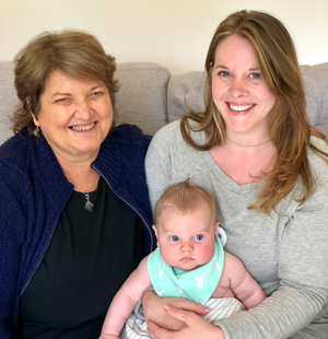 Photo of Susan Tanner with her daughter Amber and her grandson Luca