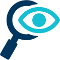 Illustration of magnifying glass and eye icon
