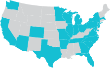 Map identifying states with Foundation Chapters
