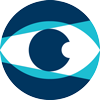icon of My Retina Tracker Registry logo - illustration of eye within a navy circle with a light blue beacon of light intersecting